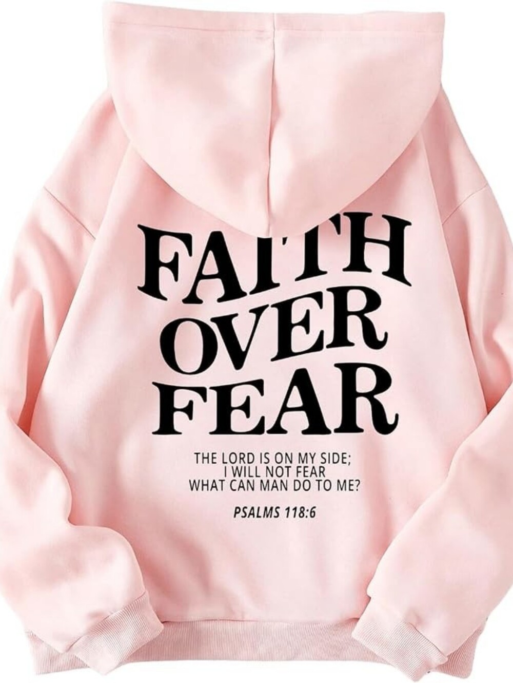 Cozy Soft Pink Christian Inspirational Faith Over Fear Hoodie Sweatshirt